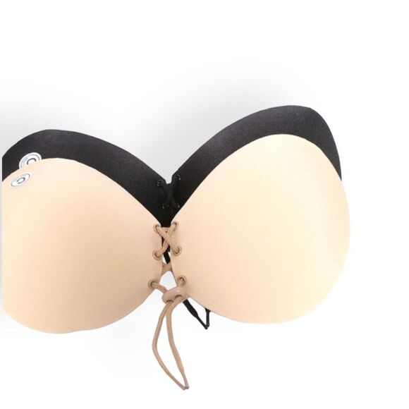 NEW Self Adhesive Strapless, Backless, Reusable Adjust Nude Black Bra Cups - Picture 6 of 6